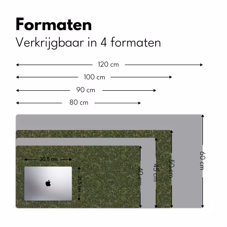 Donker - Groen - Krullend - Botanisch Muismat XXL klein 681 -sfeer5
