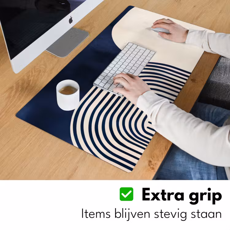 Donkerblauw - Abstract - Lijnen Muismat XXL klein -sfeer3