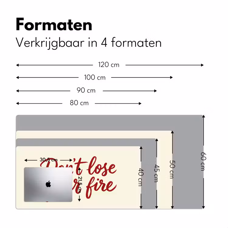 Don't lose your fire - Rood - Wit - Minimalistisch Muismat XXL klein -sfeer5