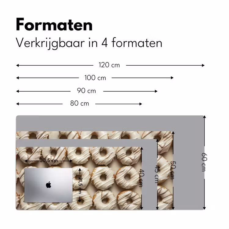 Donuts - Chocolade - Wit - Beige Muismat XXL klein -sfeer5