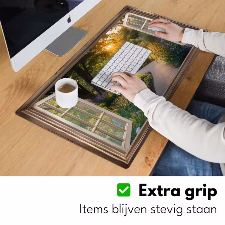 Doorkijk - Bloemen - Natuur - Zon - Pad Muismat XXL klein -sfeer3