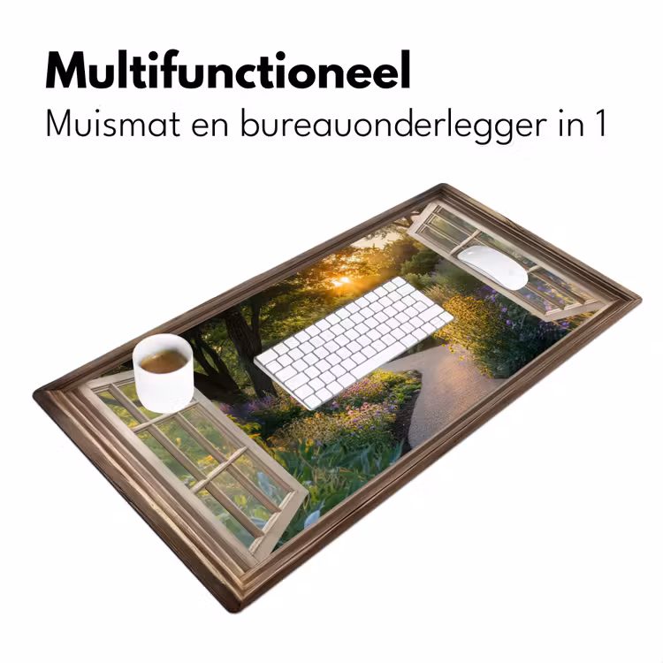 Doorkijk - Bloemen - Natuur - Zon - Pad Muismat XXL klein -sfeer4