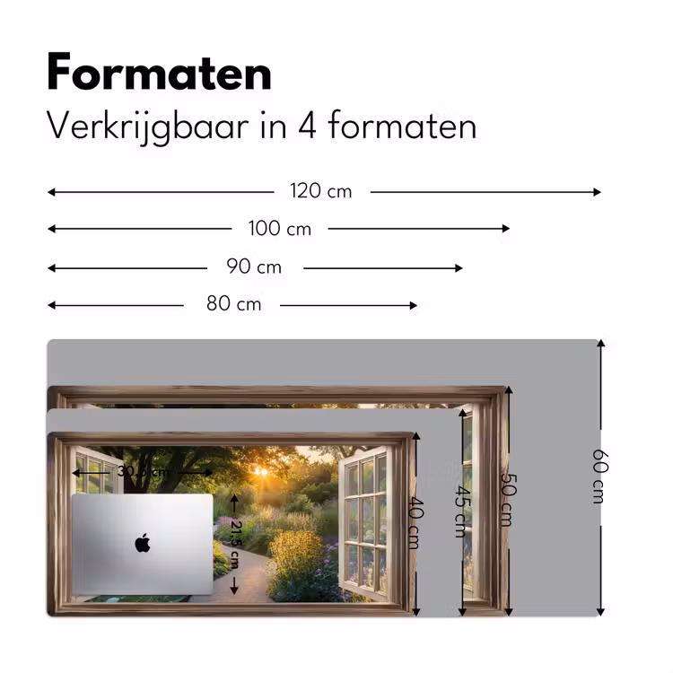Doorkijk - Bloemen - Natuur - Zon - Pad Muismat XXL klein -sfeer5