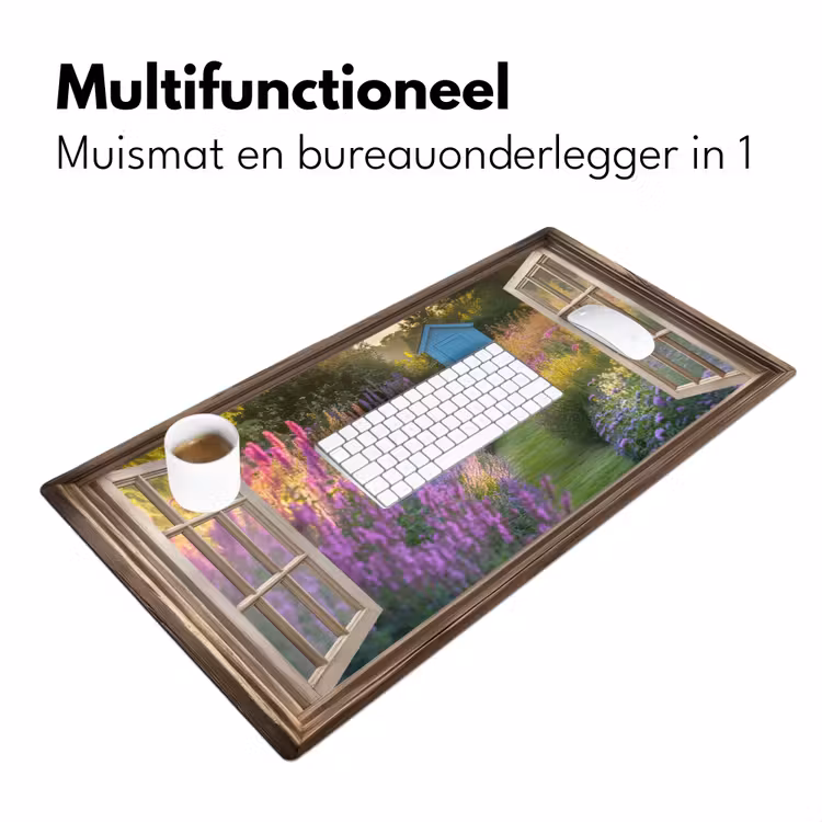 Doorkijk - Bloemen - Raam - Natuur Muismat XXL klein -sfeer4