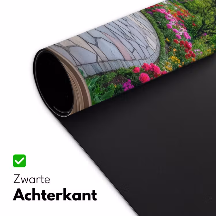 Doorkijk - Bloemen - Tuinpad - Natuur - Raam Muismat XXL klein -sfeer2