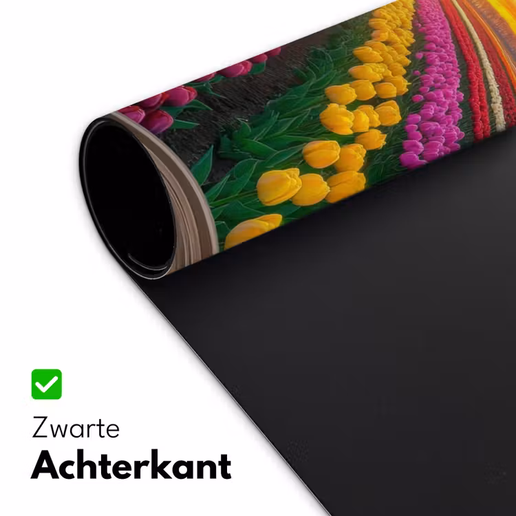 Doorkijk - Bloemen - Tulpen - Kleurrijk - Zonsondergang Muismat XXL klein -sfeer2