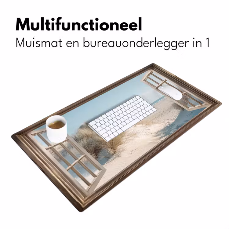 Doorkijk - Helmgras - Duinen - Zee - Landschap Muismat XXL klein -sfeer4