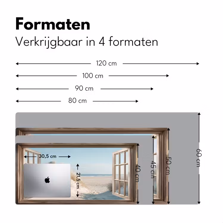 Doorkijk - Helmgras - Duinen - Zee - Landschap Muismat XXL klein -sfeer5