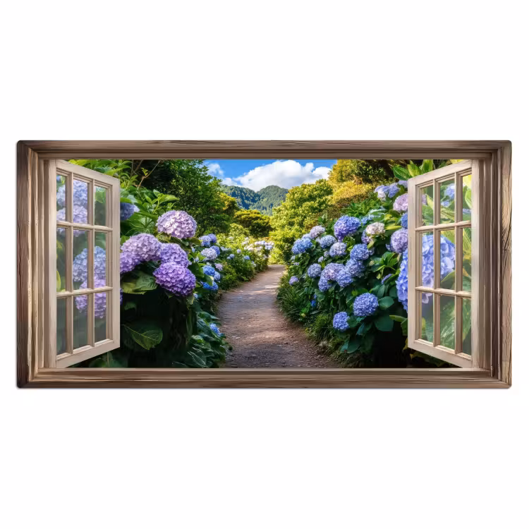 Doorkijk - Hortensia - Pad - Natuur Muismat XXL klein -3d_leeg