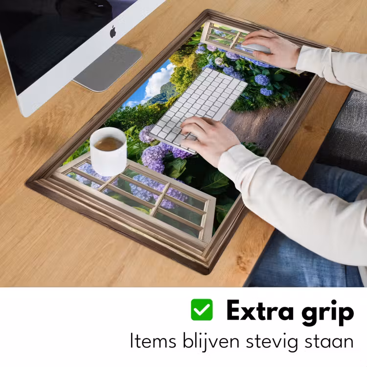 Doorkijk - Hortensia - Pad - Natuur Muismat XXL klein -sfeer3