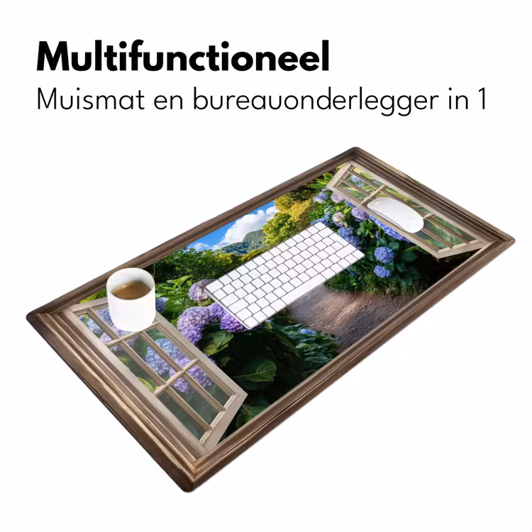 Doorkijk - Hortensia - Pad - Natuur Muismat XXL klein -sfeer4