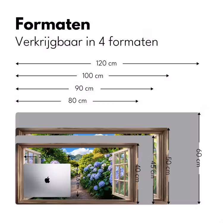 Doorkijk - Hortensia - Pad - Natuur Muismat XXL klein -sfeer5