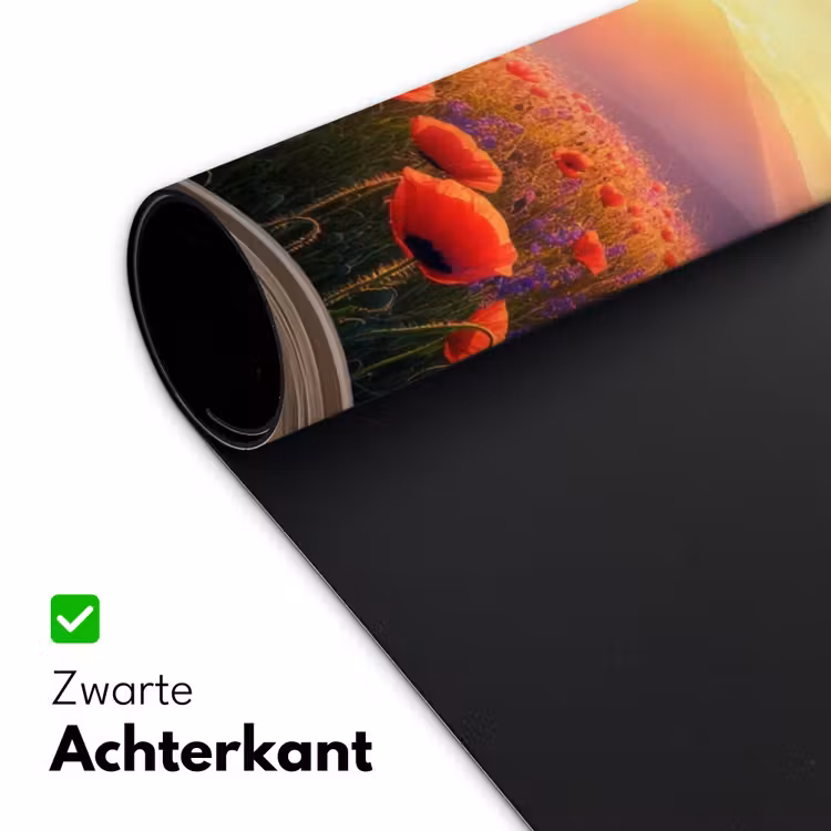 Doorkijk - Klaprozen - Bloemen - Rood - Open raam Muismat XXL klein -sfeer2