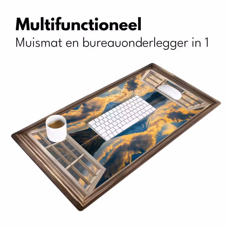 Doorkijk - Landschap - Bergen - Uitzicht - Raam Muismat XXL klein -sfeer4