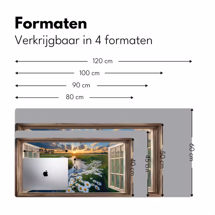 Doorkijk - Landschap - Raam - Water - Zonsondergang Muismat XXL klein -sfeer5