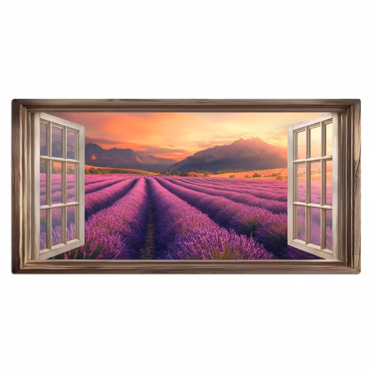 Doorkijk - Lavendel - Landschap - Bloemen - Paars Muismat XXL klein -3d_leeg