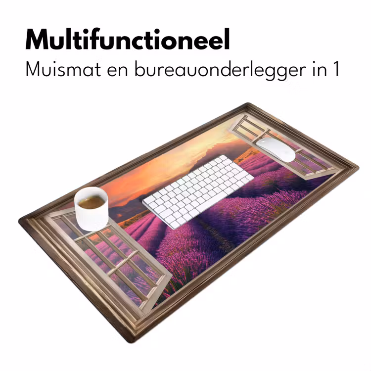 Doorkijk - Lavendel - Landschap - Bloemen - Paars Muismat XXL klein -sfeer4