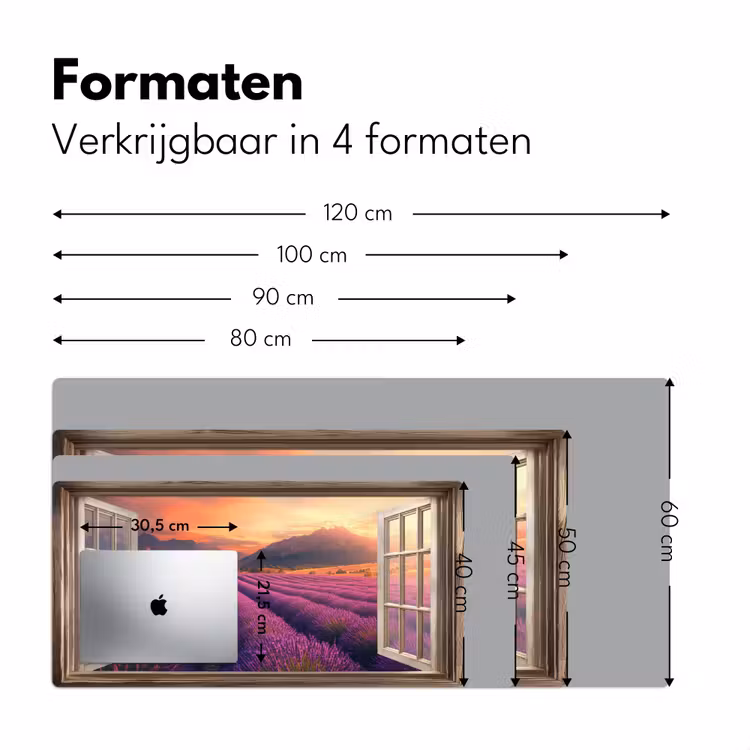 Doorkijk - Lavendel - Landschap - Bloemen - Paars Muismat XXL klein -sfeer5