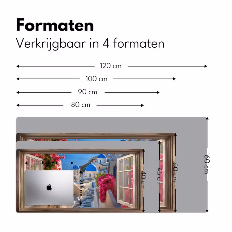 Doorkijk - Santorini - Landschap - Blauw - Grieks Muismat XXL klein -sfeer5