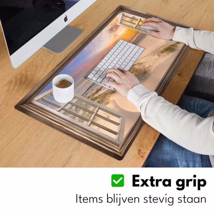 Doorkijk - Strand - Duinen - Natuur - Landschap Muismat XXL klein -sfeer3