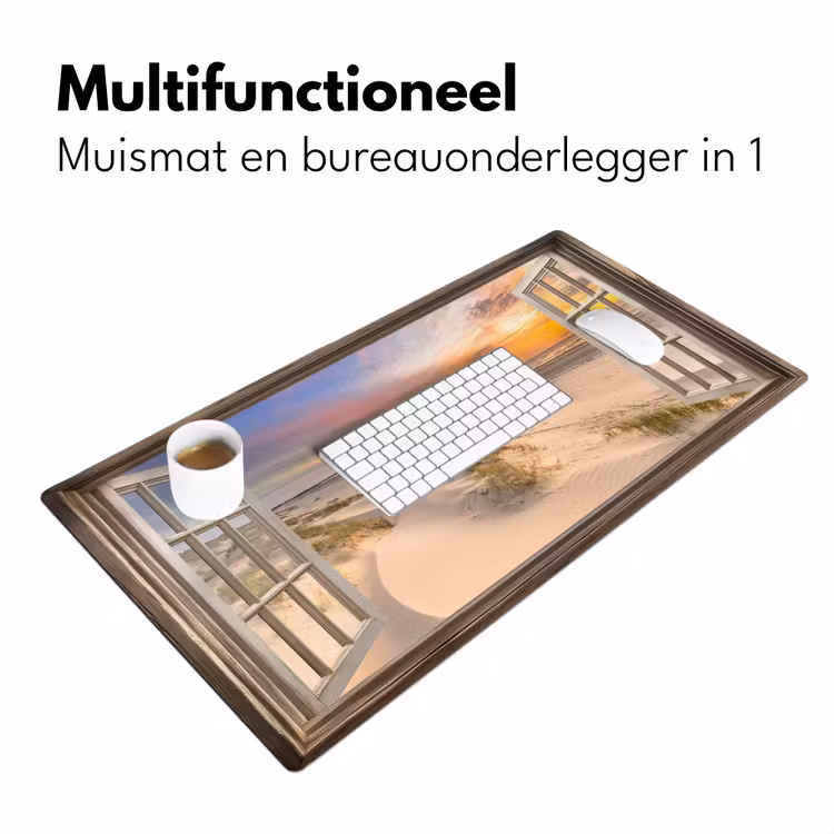 Doorkijk - Strand - Duinen - Natuur - Landschap Muismat XXL klein -sfeer4