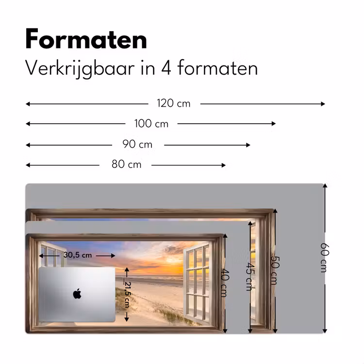 Doorkijk - Strand - Duinen - Natuur - Landschap Muismat XXL klein -sfeer5