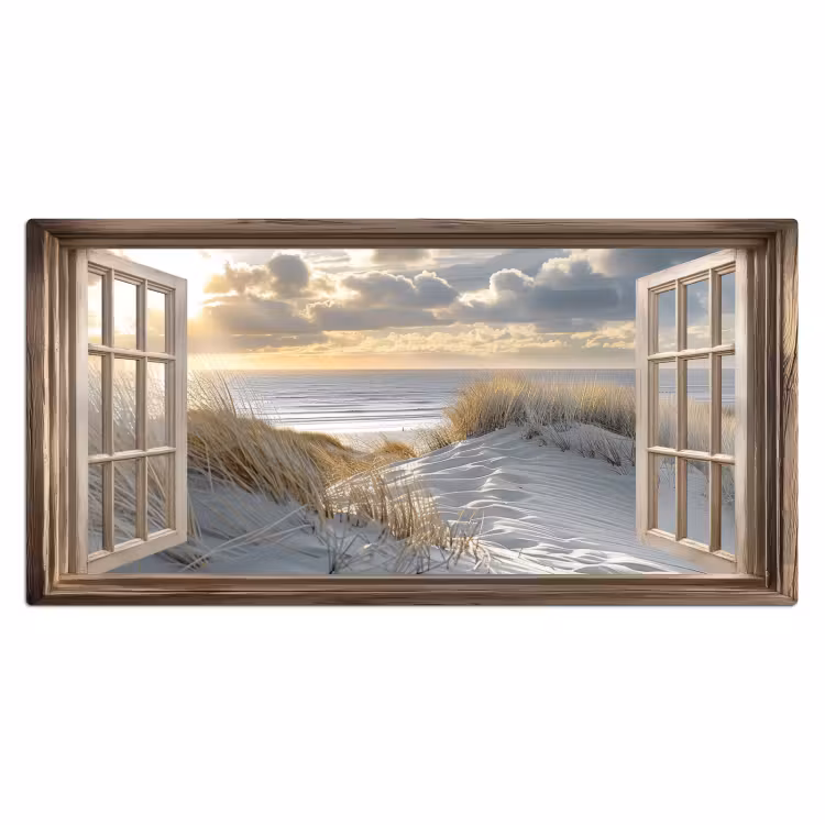 Doorkijk - Strand - Duinen - Zee - Natuur Muismat XXL klein -3d_leeg