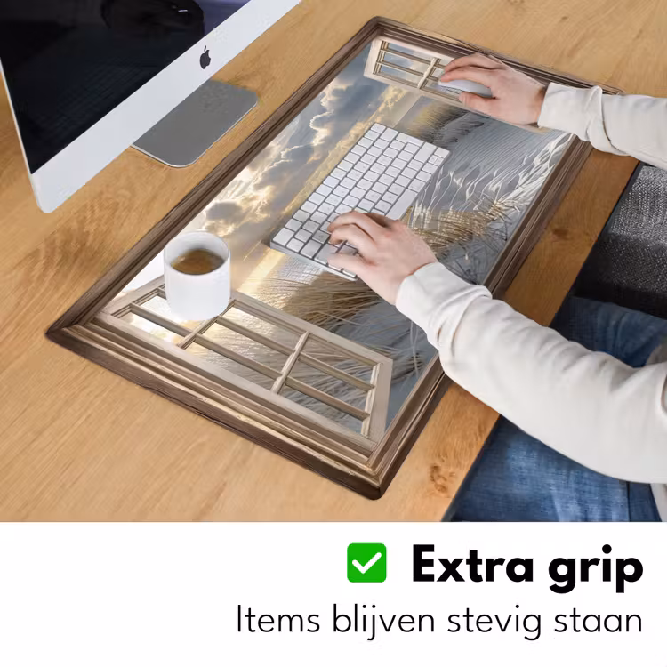 Doorkijk - Strand - Duinen - Zee - Natuur Muismat XXL klein -sfeer3