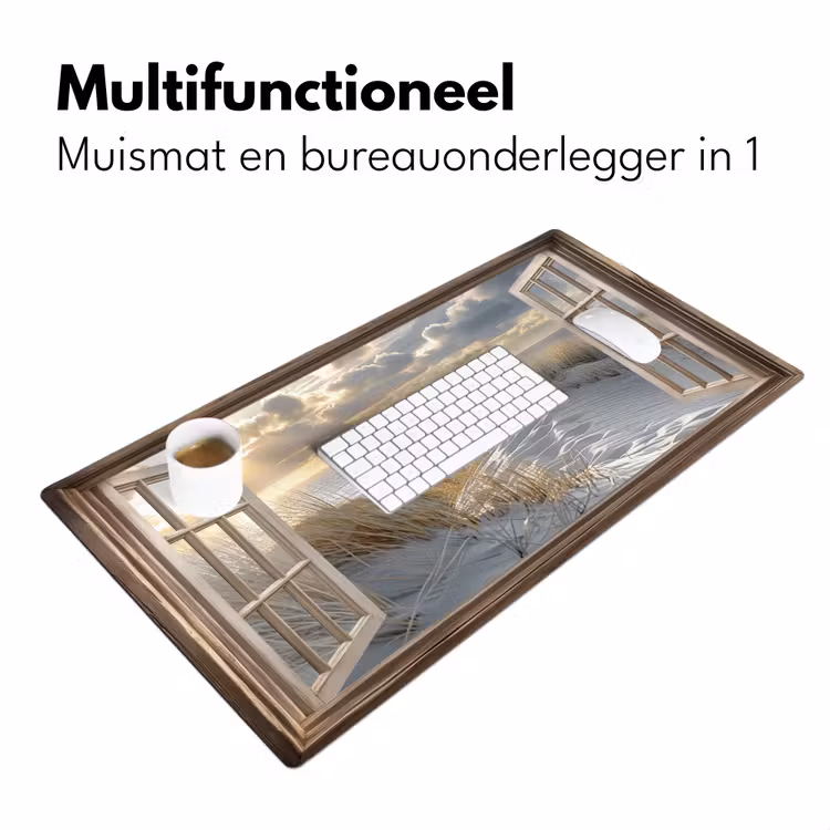 Doorkijk - Strand - Duinen - Zee - Natuur Muismat XXL klein -sfeer4