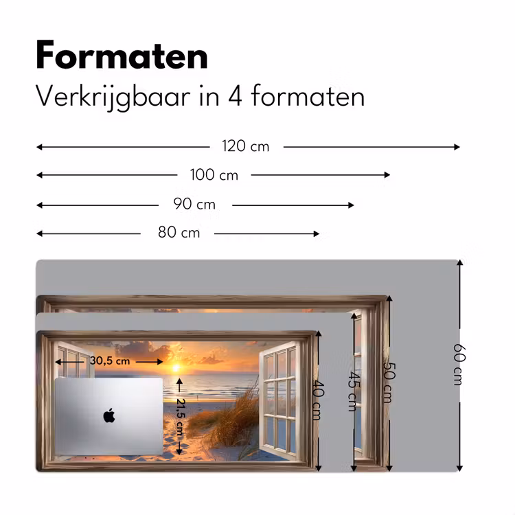Doorkijk - Strand - Duinen - Zonsondergang Muismat XXL klein -sfeer5