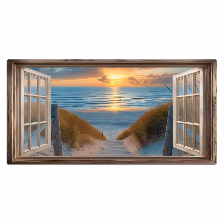 Doorkijk - Strand - Pad - Zonsondergang Muismat XXL klein -3d_leeg