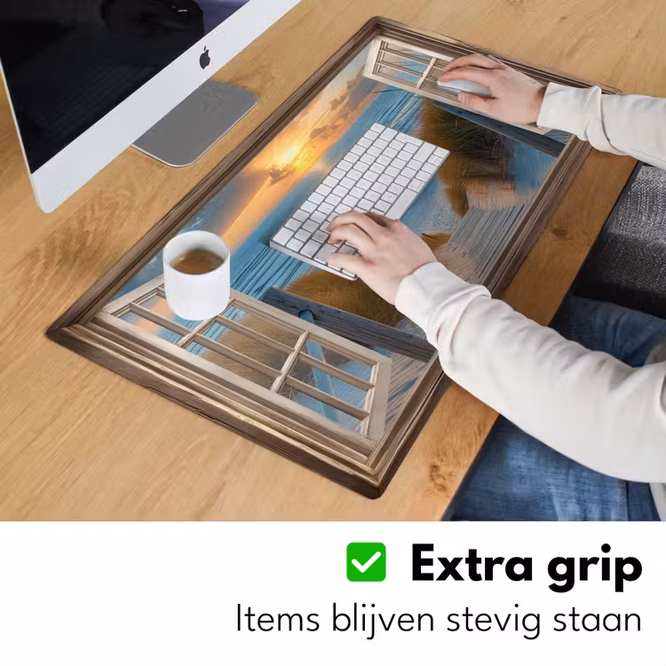 Doorkijk - Strand - Pad - Zonsondergang Muismat XXL klein -sfeer3