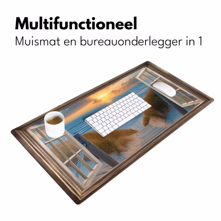 Doorkijk - Strand - Pad - Zonsondergang Muismat XXL klein -sfeer4
