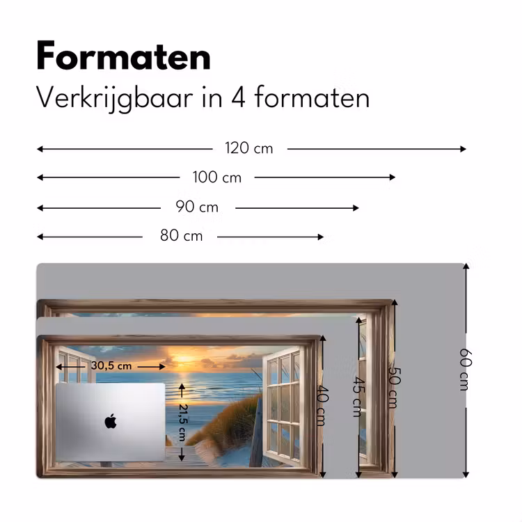 Doorkijk - Strand - Pad - Zonsondergang Muismat XXL klein -sfeer5