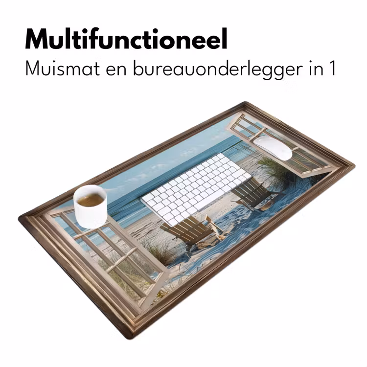 Doorkijk - Strandstoelen - Duinen - Zee - Natuur Muismat XXL klein -sfeer4