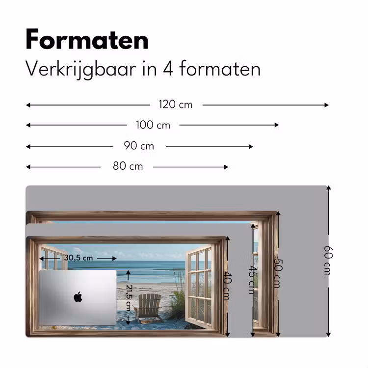 Doorkijk - Strandstoelen - Duinen - Zee - Natuur Muismat XXL klein -sfeer5