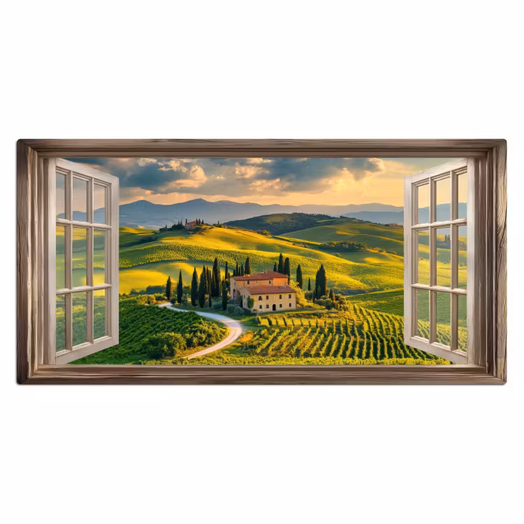 Doorkijk - Toscane - Uitzicht - Landschap - Zomer Muismat XXL klein -3d_leeg