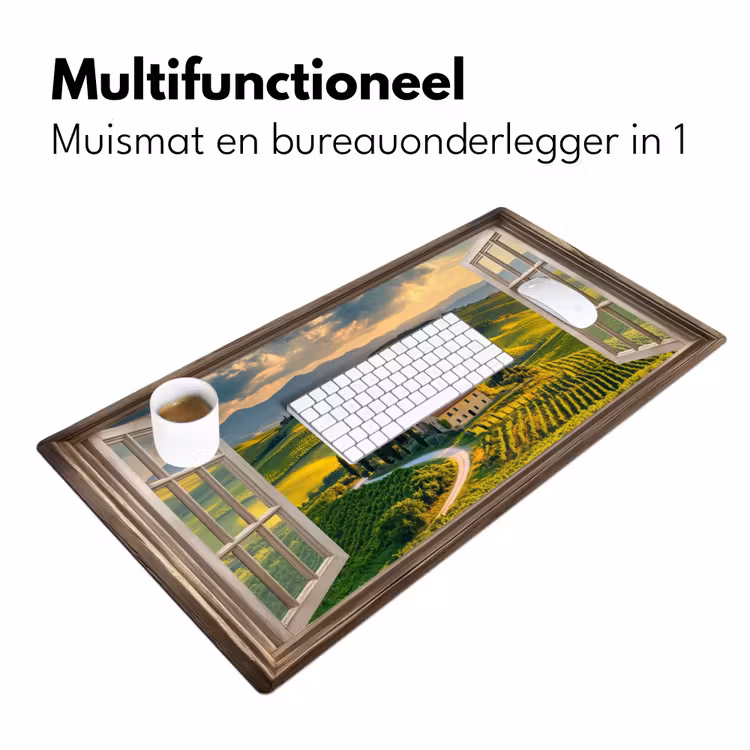 Doorkijk - Toscane - Uitzicht - Landschap - Zomer Muismat XXL klein -sfeer4
