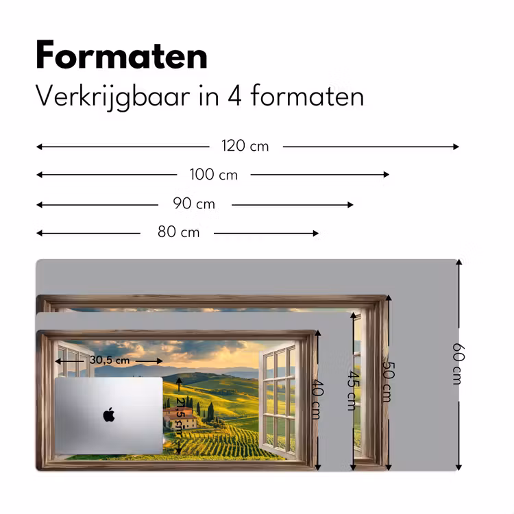 Doorkijk - Toscane - Uitzicht - Landschap - Zomer Muismat XXL klein -sfeer5