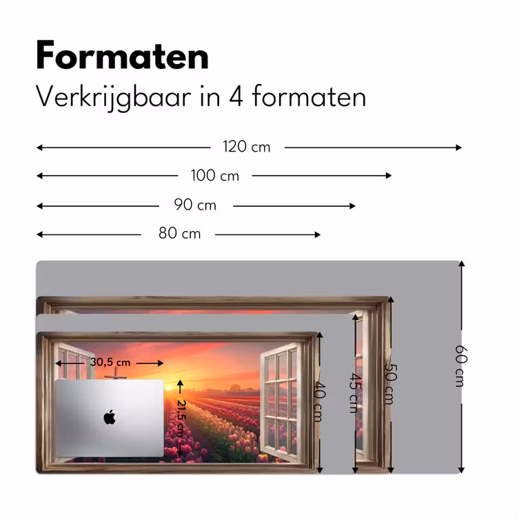 Doorkijk - Tulpen - Zonsondergang - Bloemen - Kleurrijk Muismat XXL klein -sfeer5