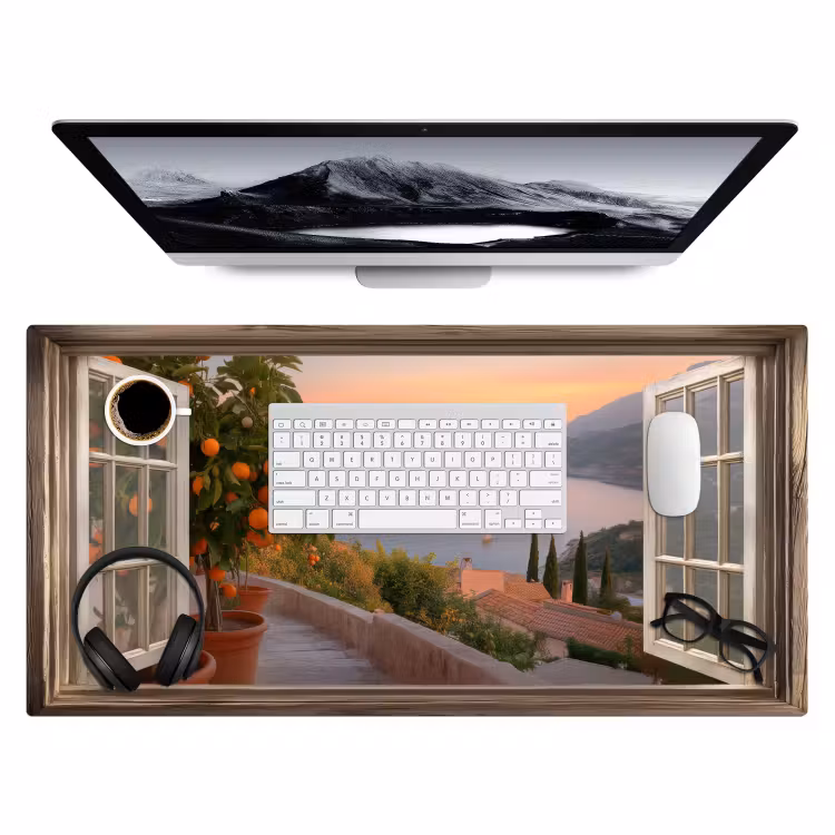 Doorkijk - Uitzicht - Meer - Landschap Muismat XXL klein -3d