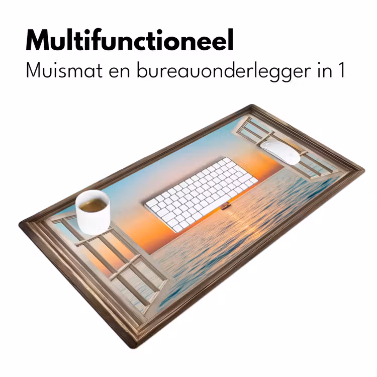Doorkijk - Zee - Boot - Zonsondergang Muismat XXL klein -sfeer4