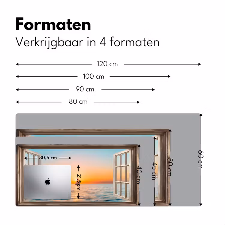 Doorkijk - Zee - Boot - Zonsondergang Muismat XXL klein -sfeer5