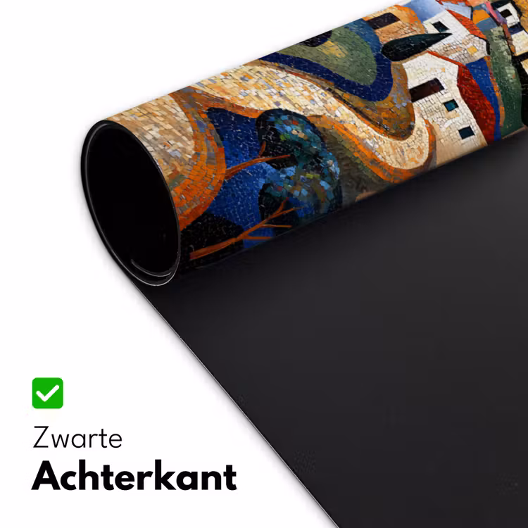 Dorp - Heuvelachtig - Zon - Mozaïek Muismat XXL klein -sfeer2