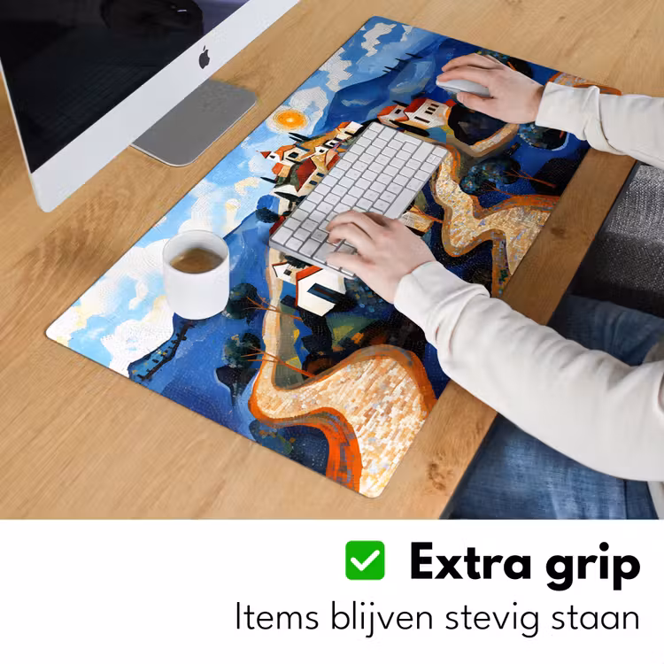 Dorp - Heuvelachtig - Zon - Mozaïek Muismat XXL klein -sfeer3