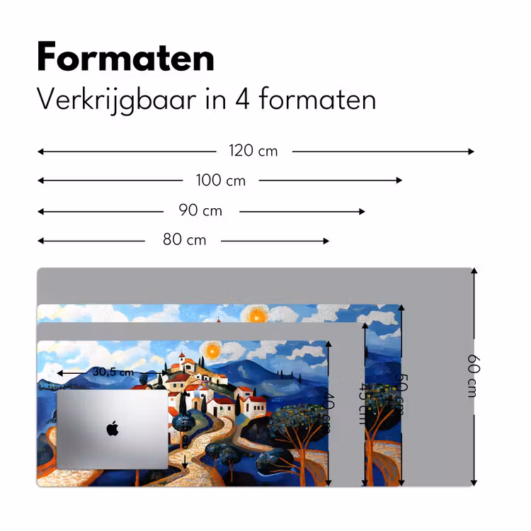 Dorp - Heuvelachtig - Zon - Mozaïek Muismat XXL klein -sfeer5