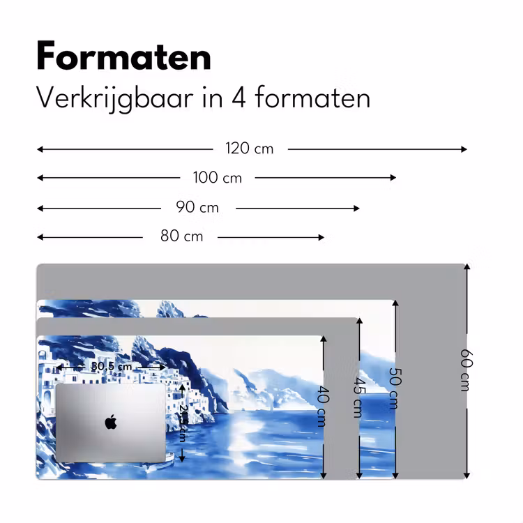 Dorp - Rotswand - Roeiboot - Water Muismat XXL klein -sfeer5