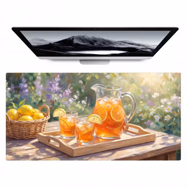 Drank - Citroen - Zomer - Tuin - Geel Muismat XXL klein -zzz3d