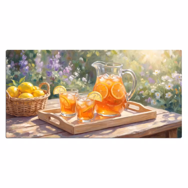 Drank - Citroen - Zomer - Tuin - Geel Muismat XXL klein -3d_leeg
