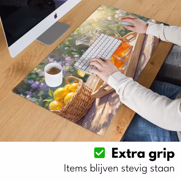 Drank - Citroen - Zomer - Tuin - Geel Muismat XXL klein -sfeer3